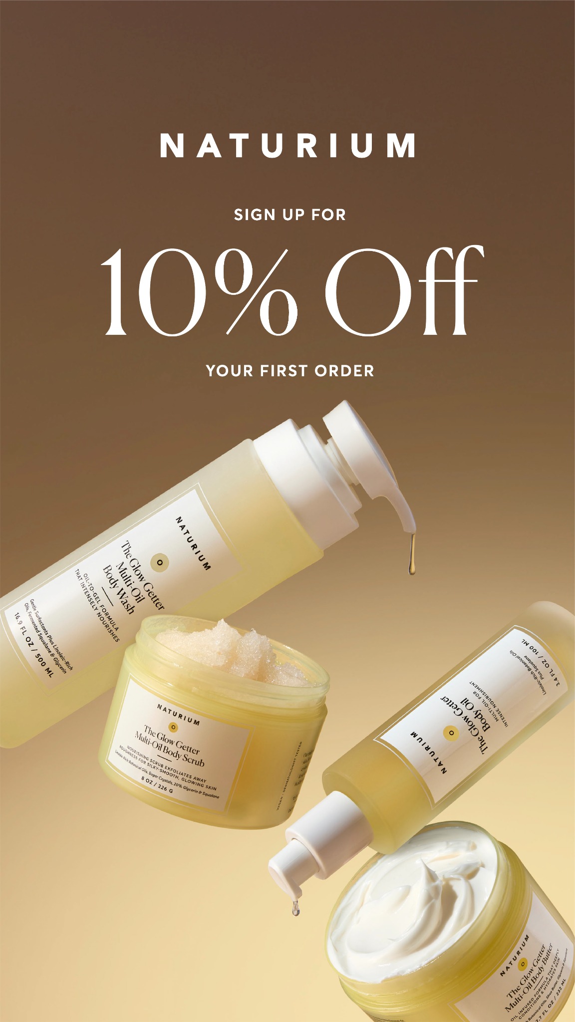 Naturium — Glow Getter body-care range with a 10% signup offer