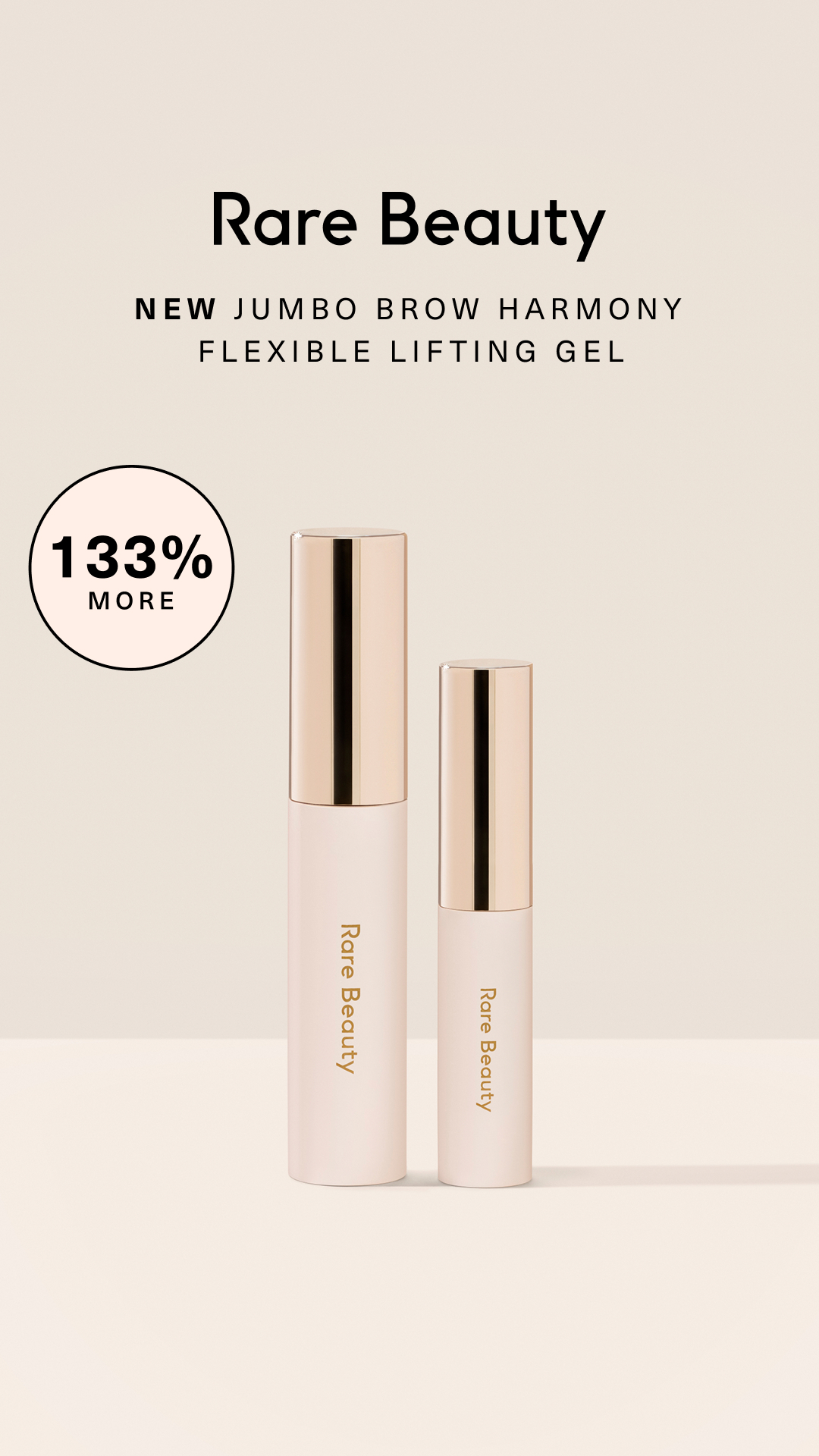 Rare Beauty — Jumbo and regular Brow Harmony gels in a size comparison