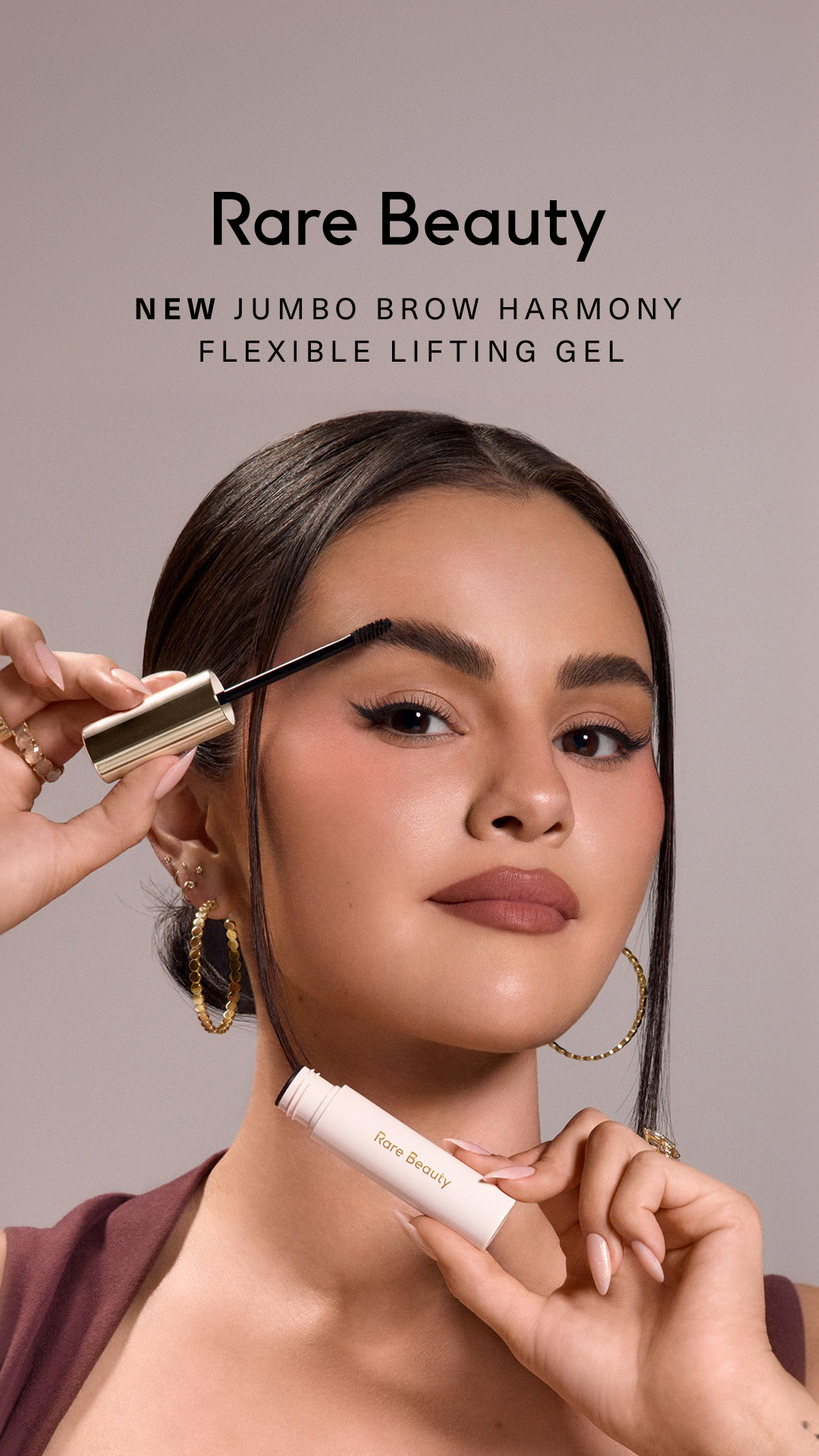 Rare Beauty — Jumbo Brow Harmony portrait and brow application