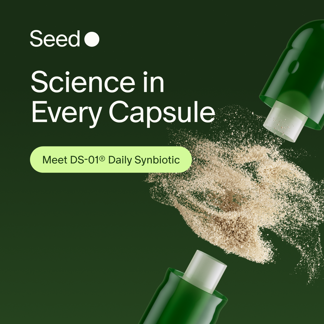 Seed — DS-01 capsule opening into a powder cloud