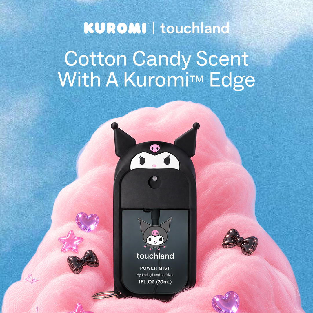 Touchland — Kuromi cotton-candy sanitizer and character case