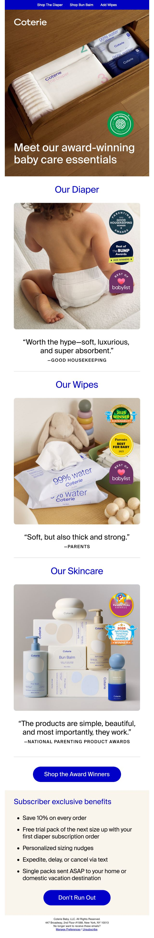 Coterie — Award-winning diapers, wipes and skincare with subscriber benefits