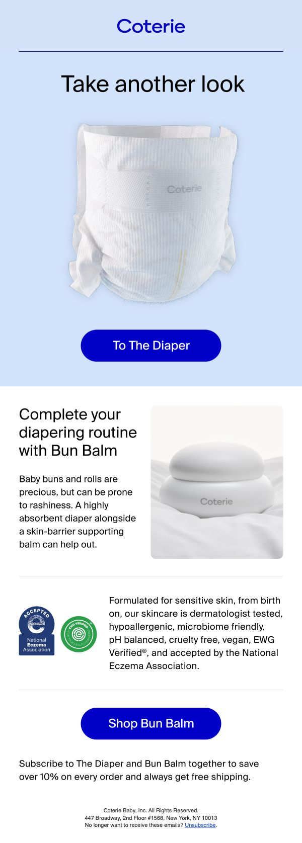 Coterie — A diaper reminder with a Bun Balm pairing