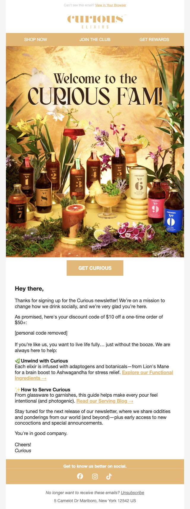 Curious Elixirs — $10 welcome offer, botanical ingredients and serving tips