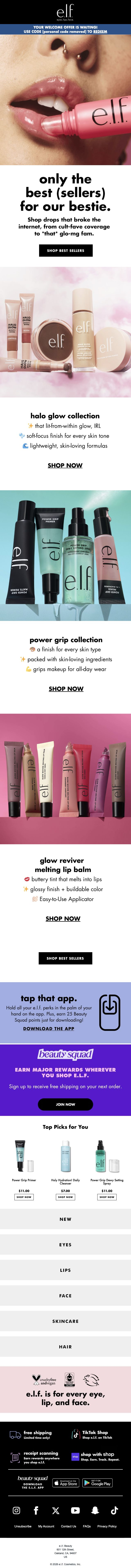 e.l.f. Cosmetics — Halo Glow, Power Grip and Glow Reviver bestsellers