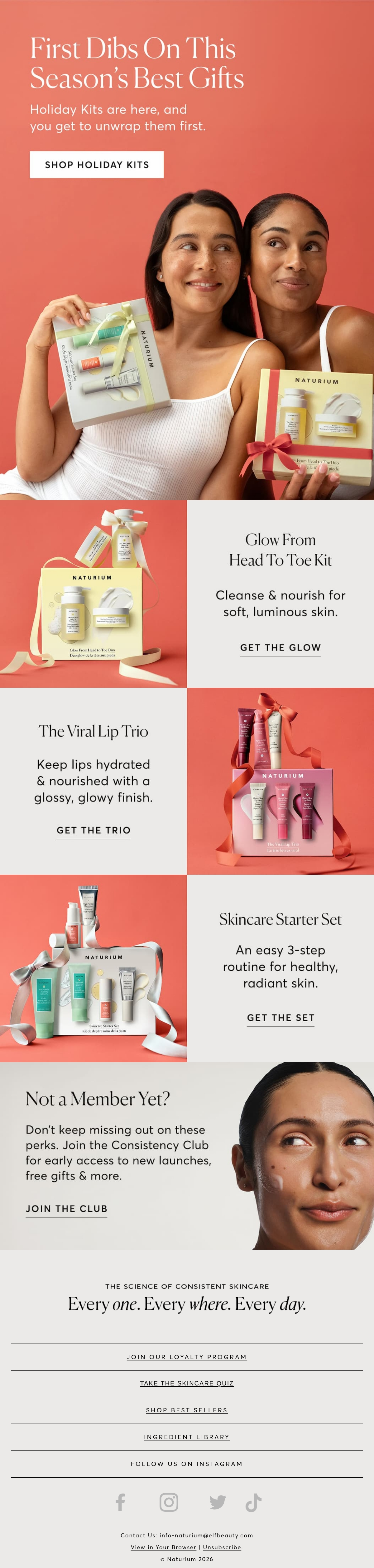 Naturium — Holiday skincare kits with early-access and loyalty invitations