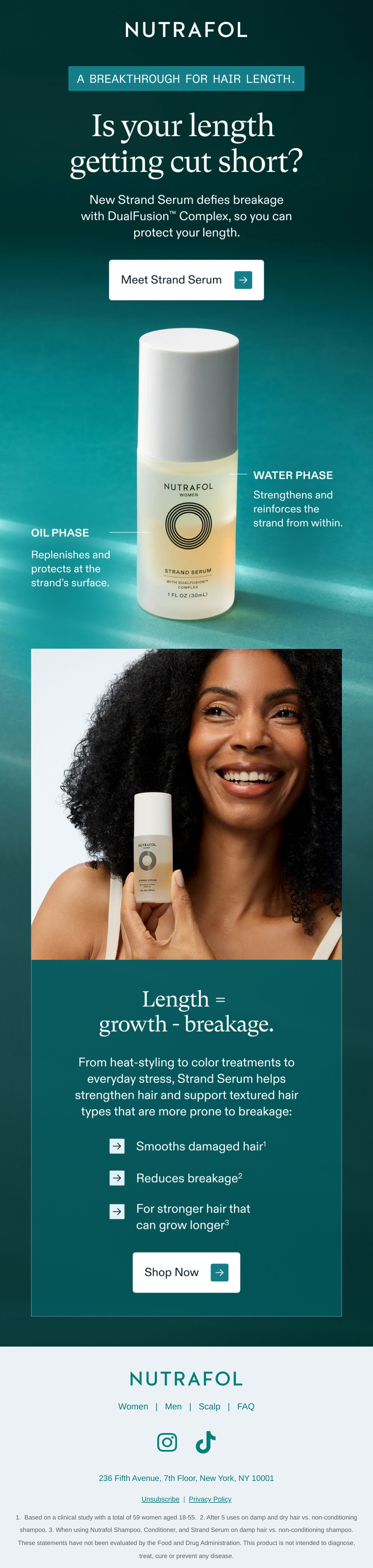 Nutrafol — Strand Serum launch explaining its oil and water phases