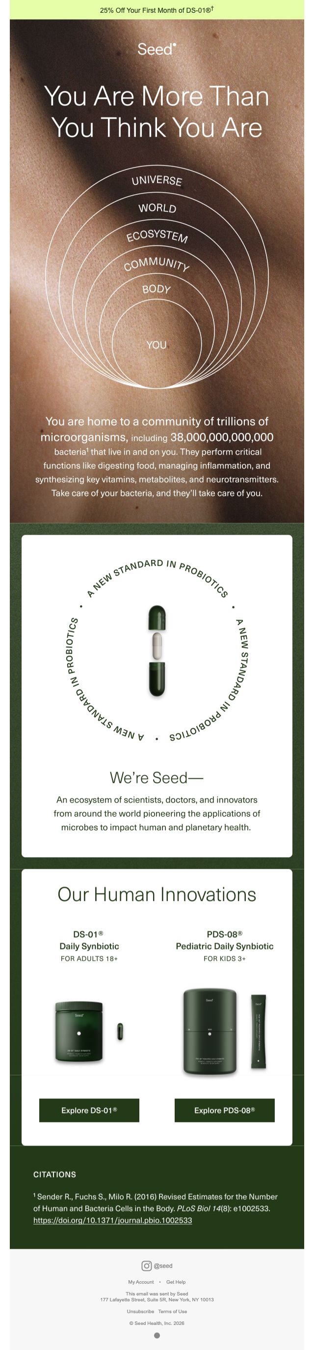 Seed — Microbiome introduction with adult and pediatric synbiotics