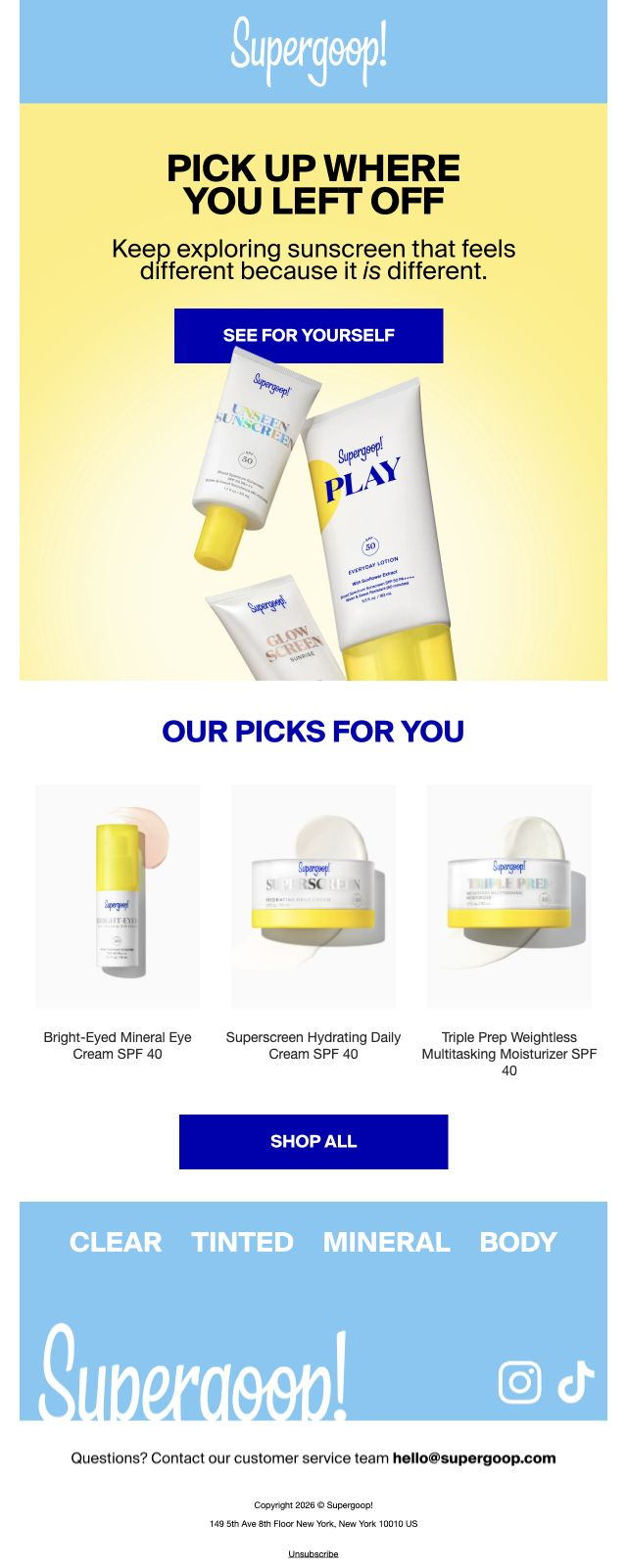 Supergoop! — SPF browse reminder with eye cream and moisturizers