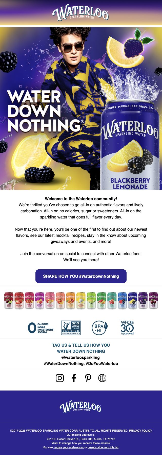Waterloo — Sparkling-water introduction with flavor and recipe updates