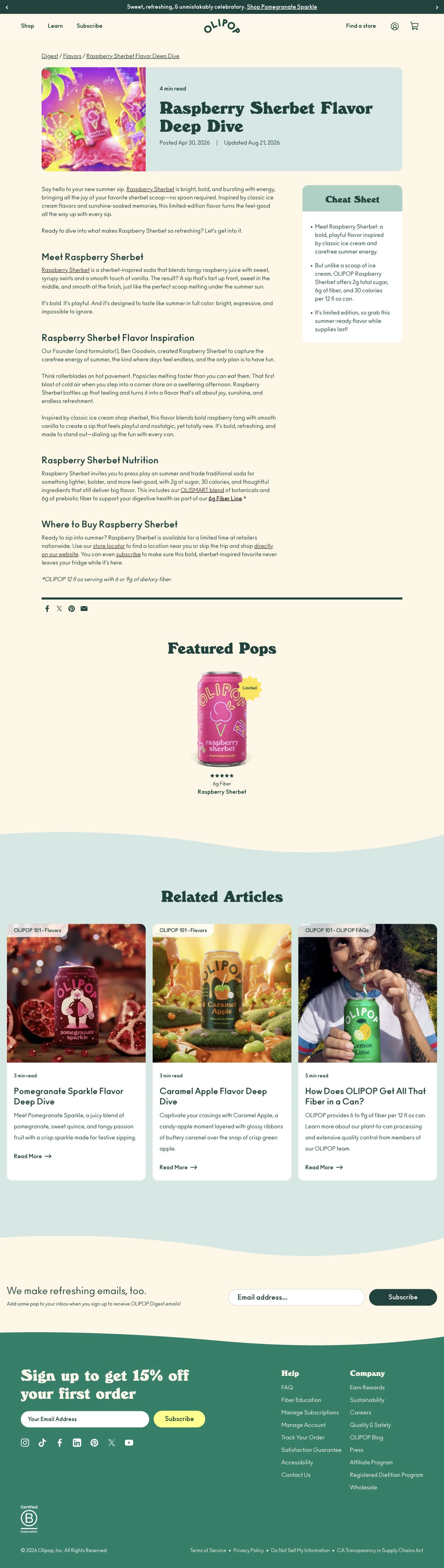 OLIPOP — Raspberry Sherbet flavor story