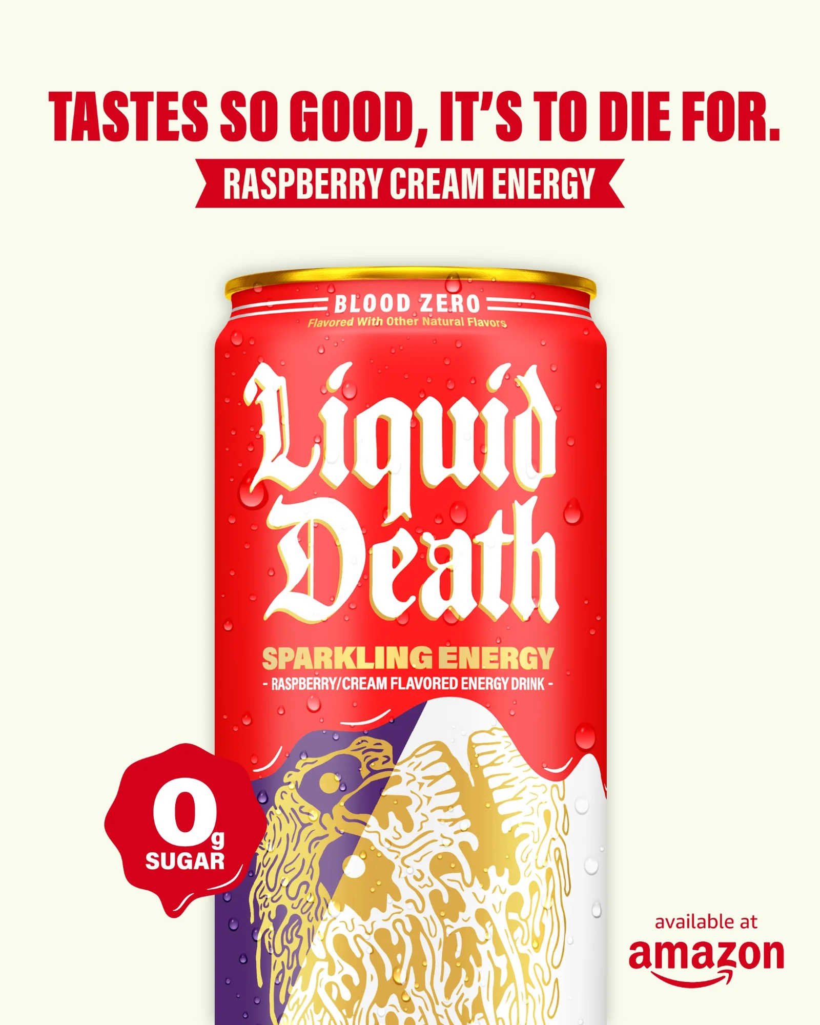 Liquid Death — Cruelty-free raspberry cream energy drink