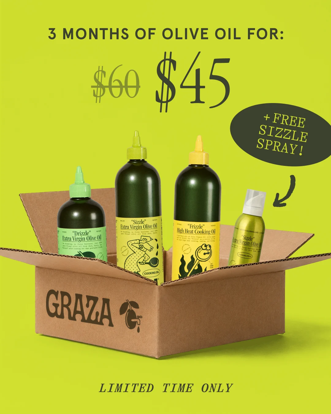 Graza — $45 oil trio and a free Sizzle Spray