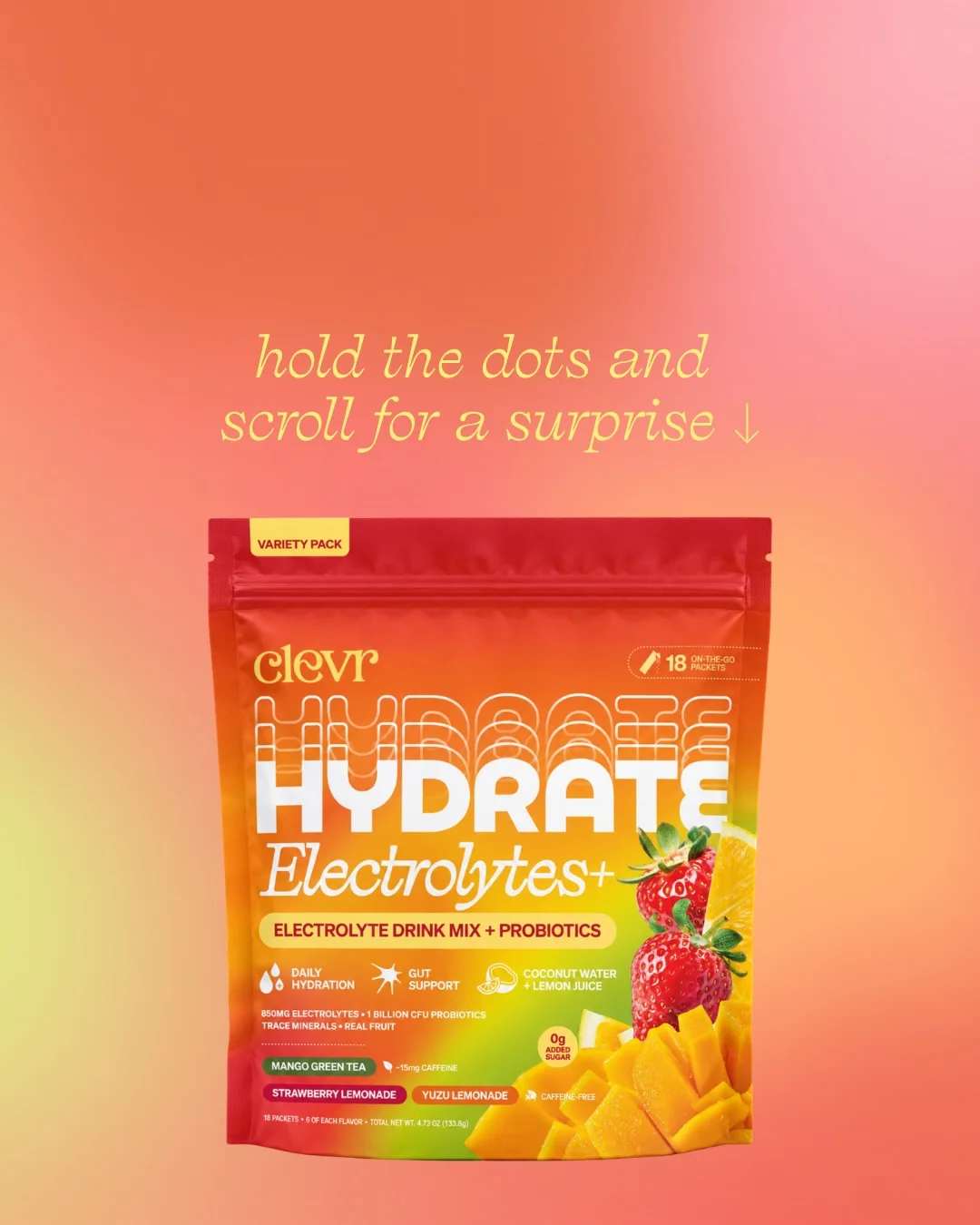 Clevr Blends — The Hydrate product launch in warm orange and pink
