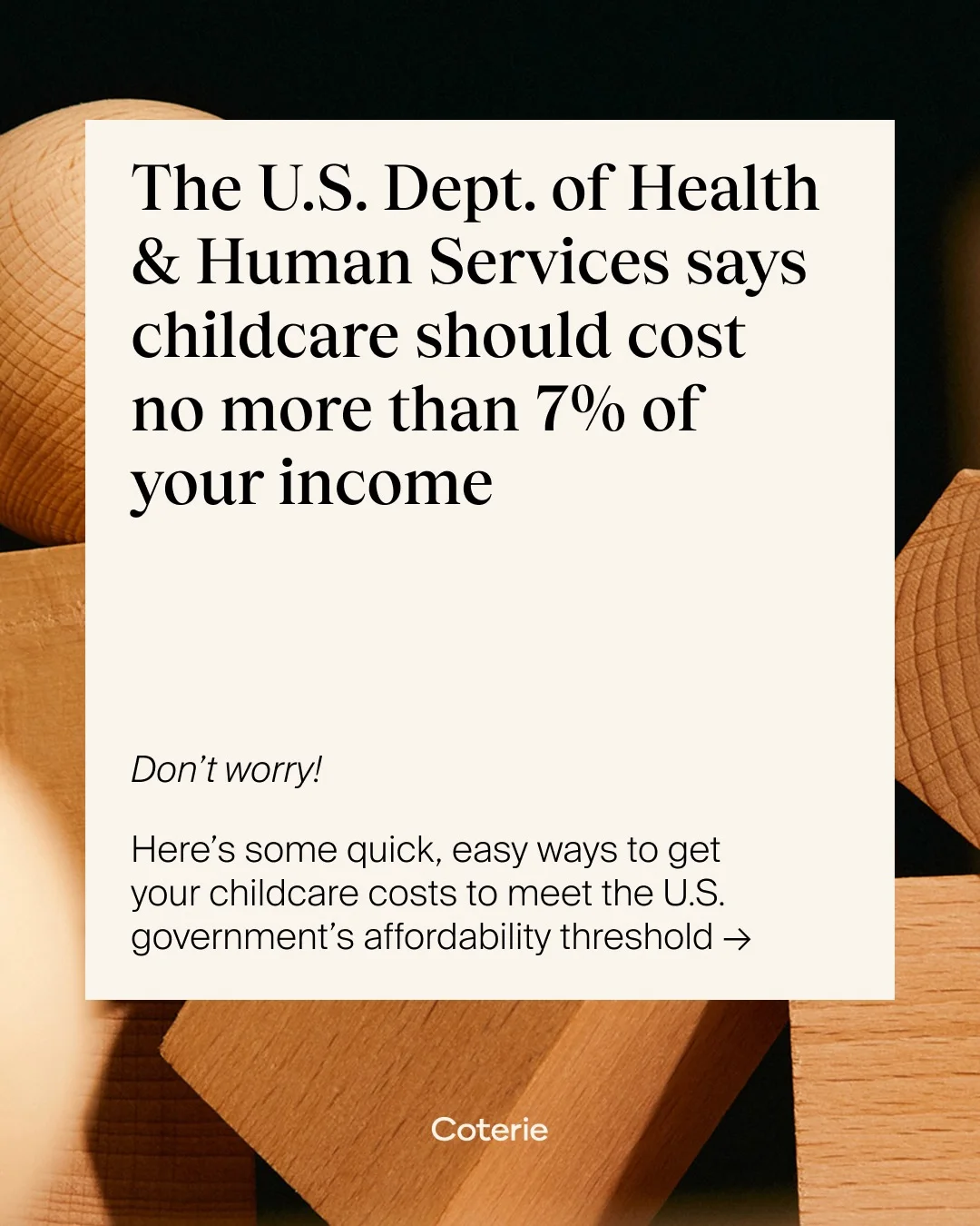 Coterie — A satirical checklist for reaching affordable childcare costs