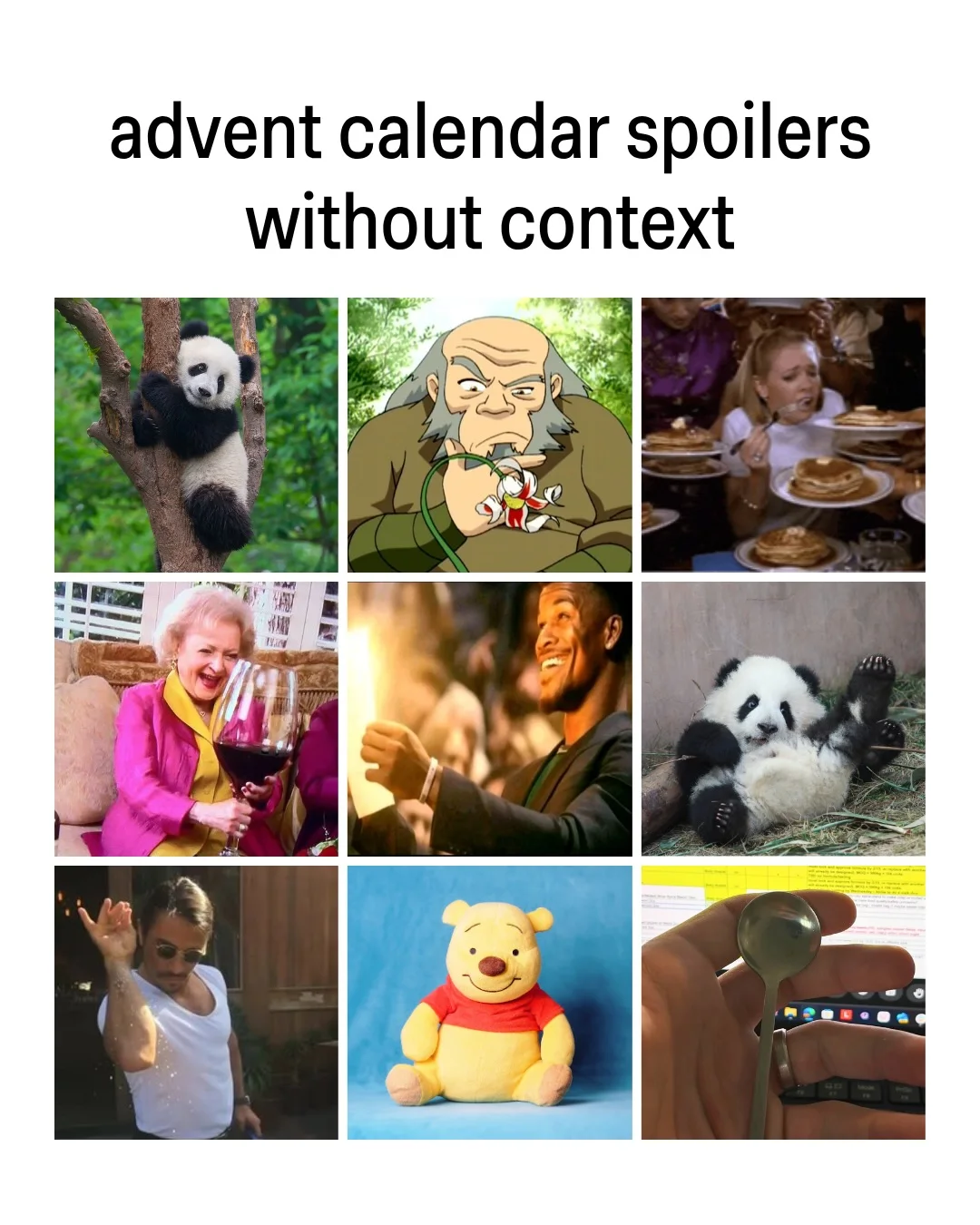 Fly By Jing — Advent calendar teasers told through movie and cartoon memes