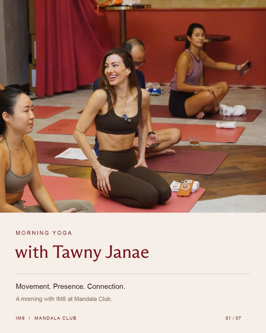 IM8 — Yoga class, product gifts and group portraits at an IM8 community morning