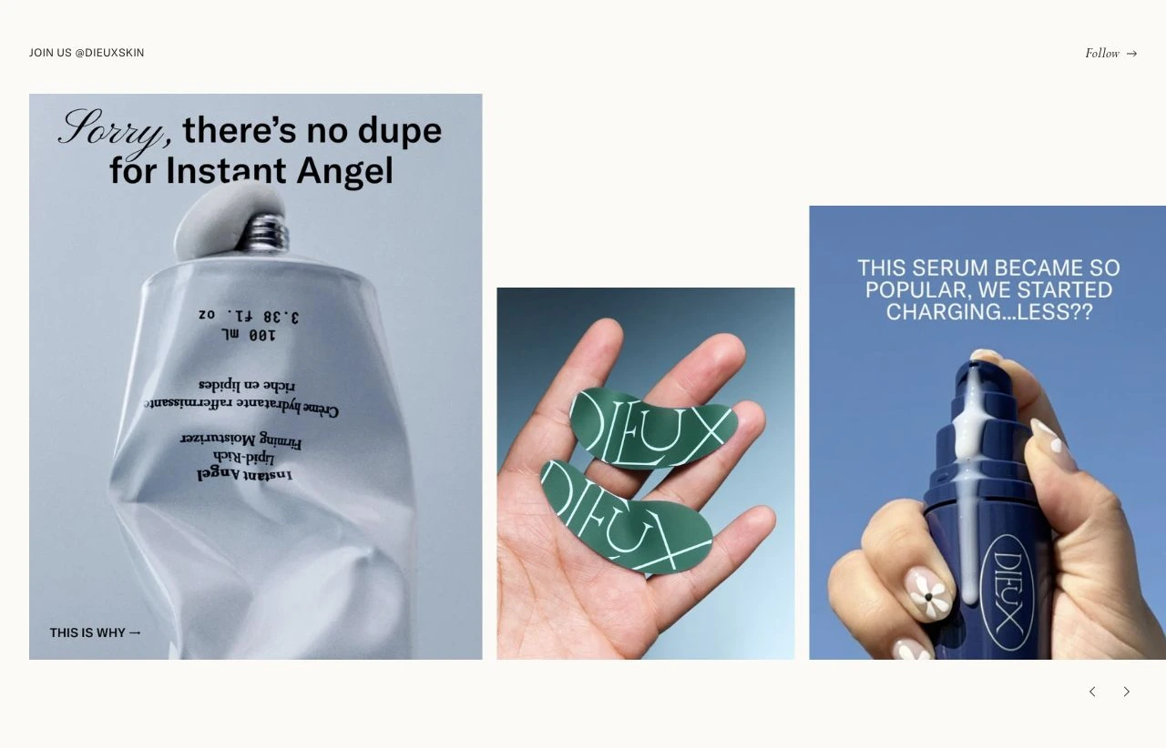 Dieux — Homepage · UGC & social feed