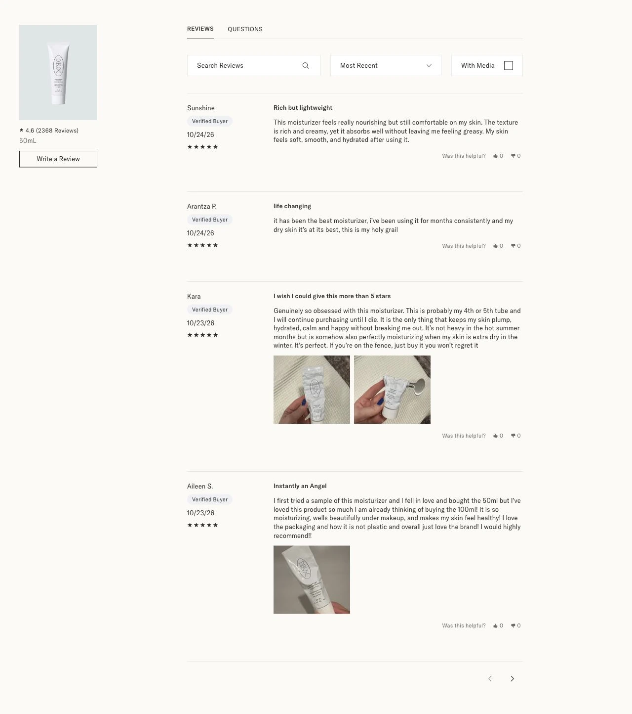 Dieux — PDP · Customer reviews
