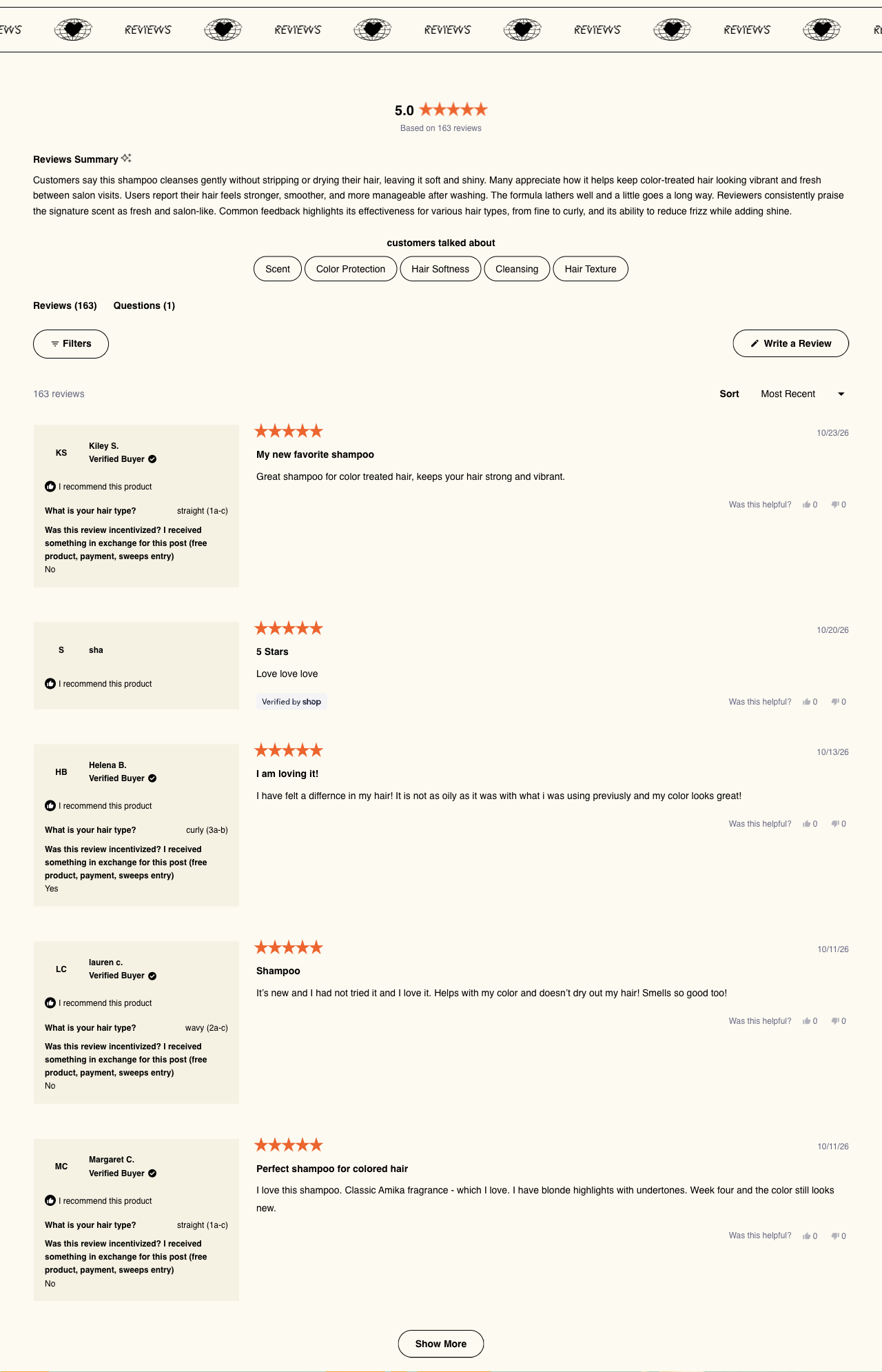 amika — Review themes, filters and customer detail cards