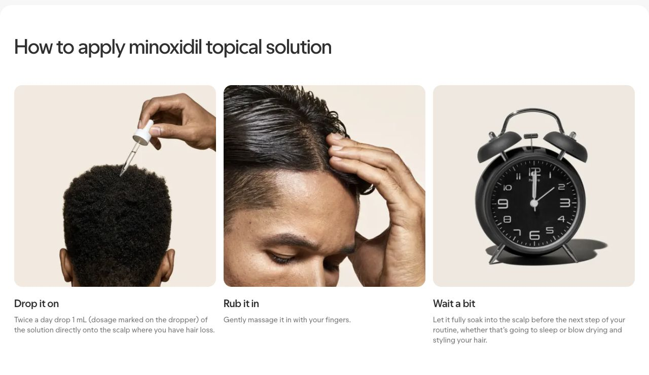 Hims — Three application steps with photographs