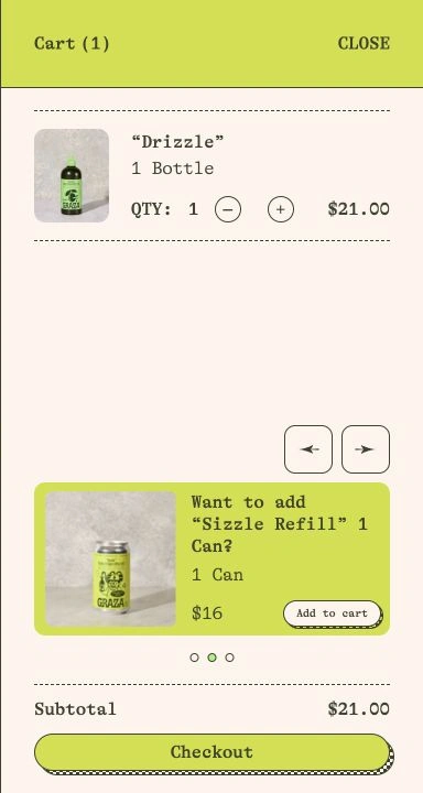 Graza — PDP · Cart drawer