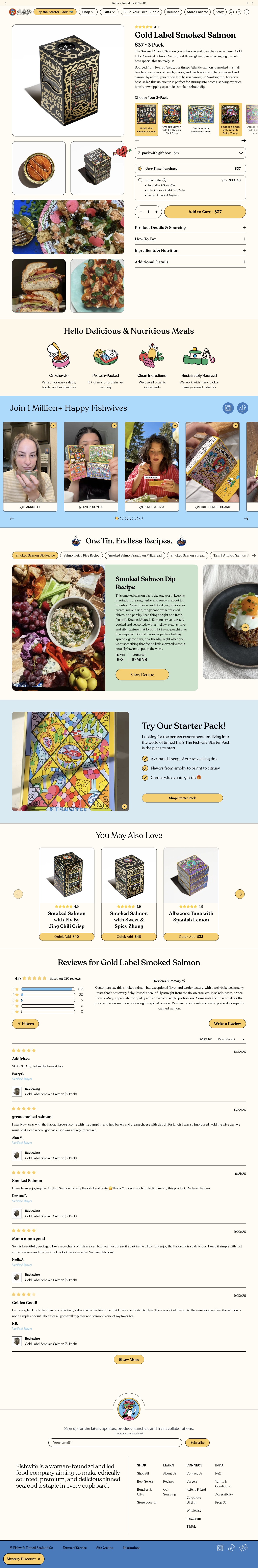 Fishwife — A gift-box gallery pairs salmon options with recipes and customer reviews