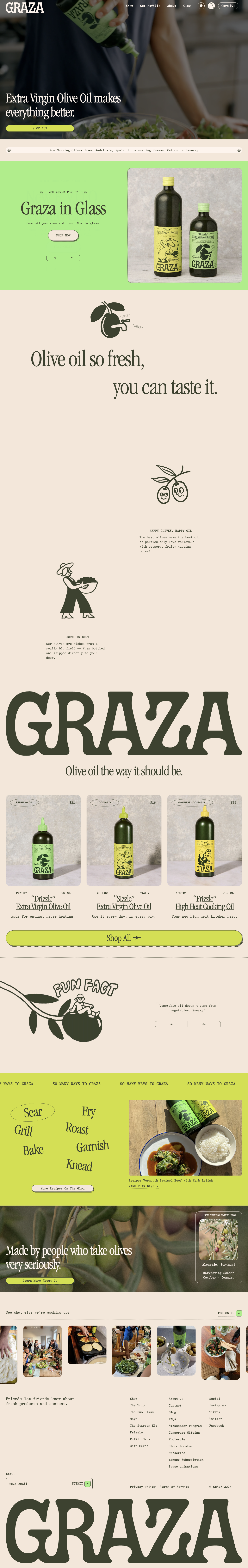 Graza — Big type and everyday cooking with olive oil