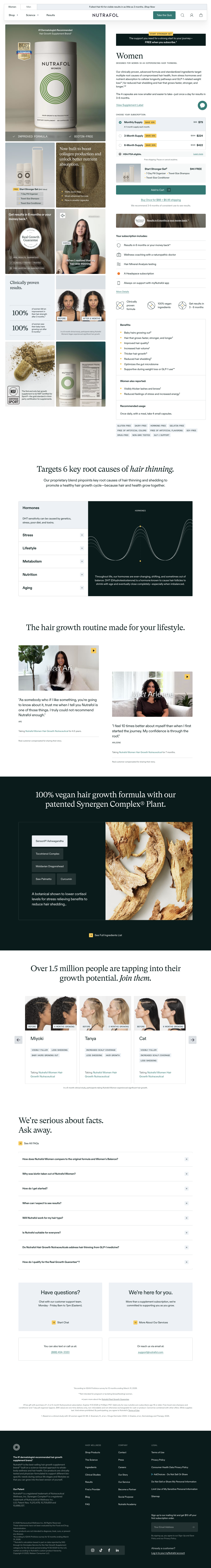 Nutrafol — Subscription plans, ingredient education and customer stories