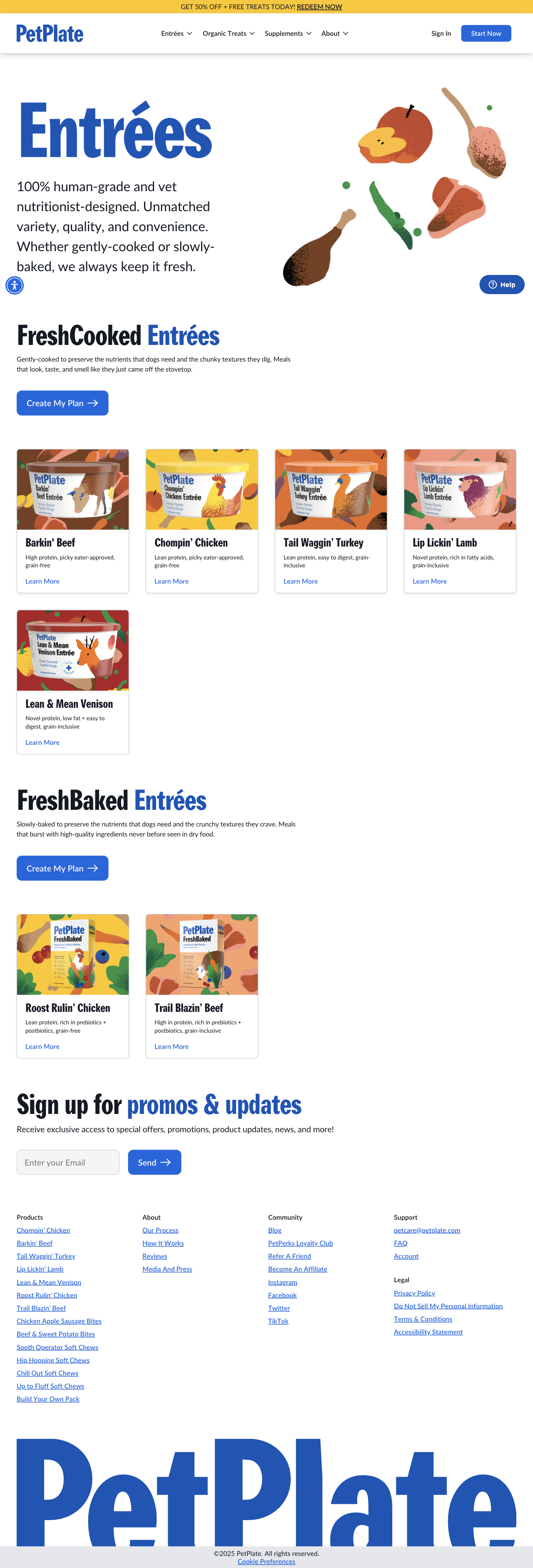 PetPlate — FreshCooked and FreshBaked recipes in separate product grids