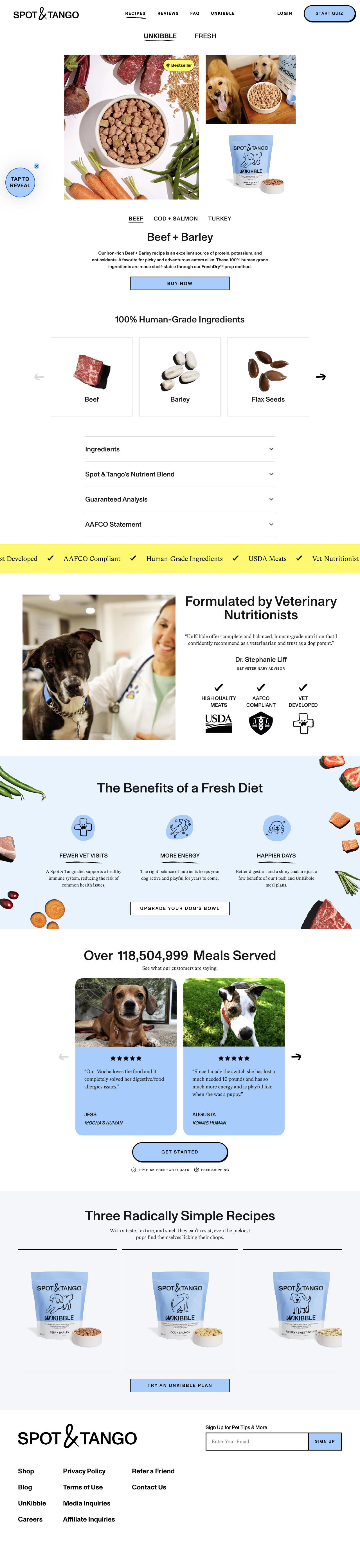 Spot & Tango — Recipe ingredients, nutrition details and a plan entry point