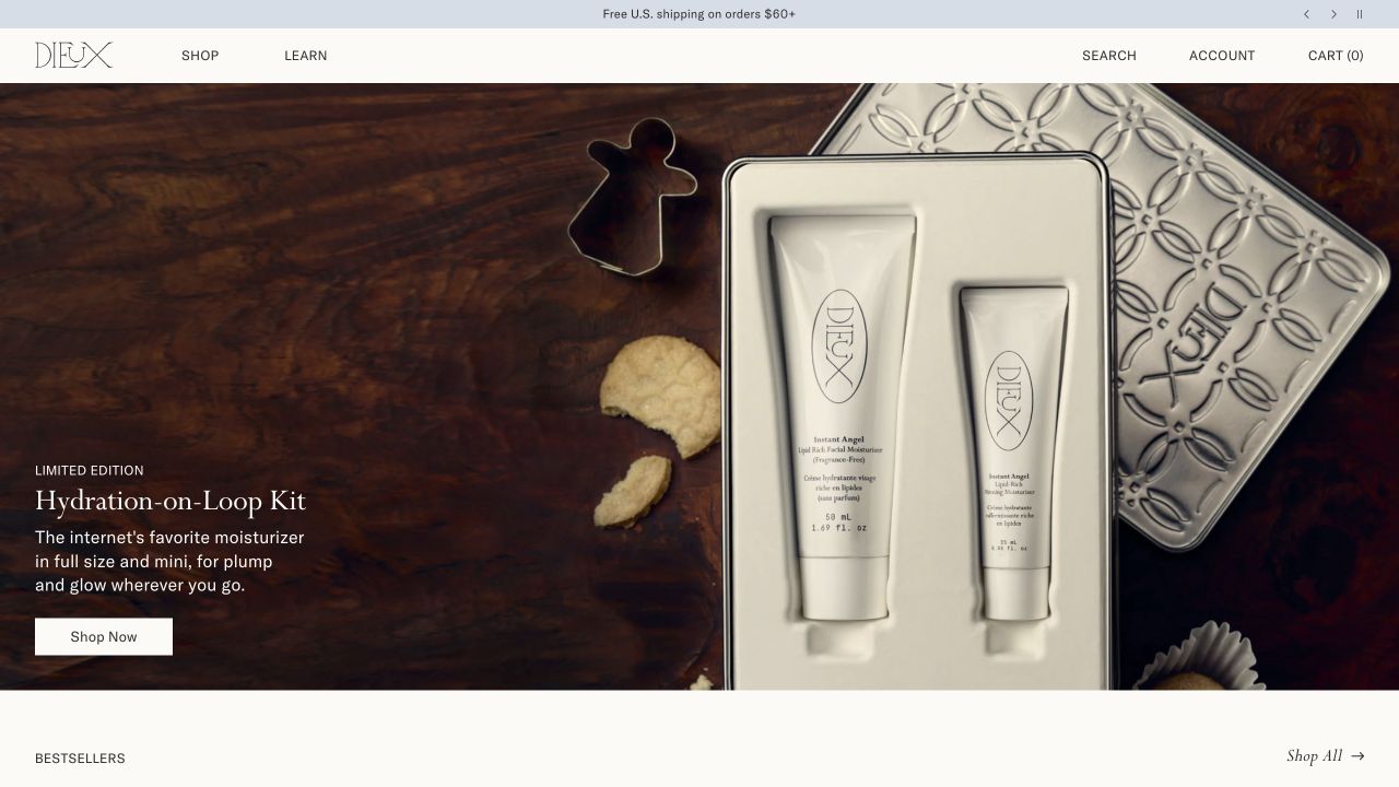 Dieux website: A calm, editorial approach to skincare