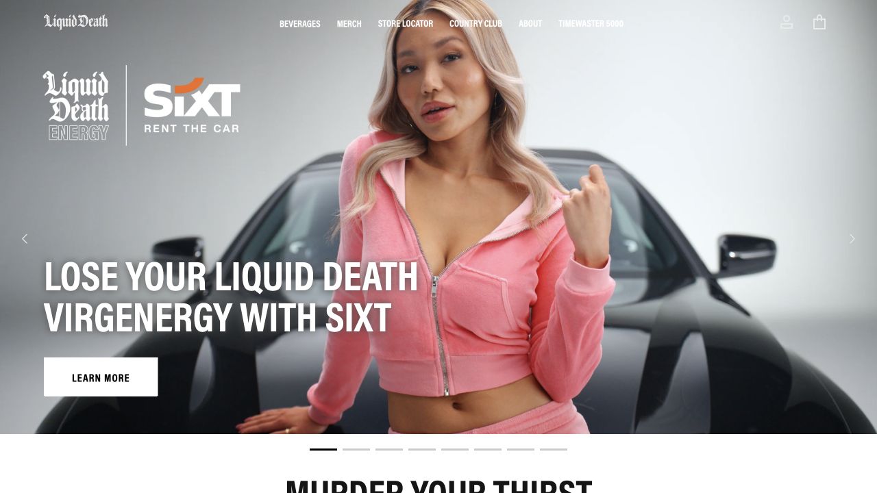Liquid Death website: A rebellious take on the drinks aisle