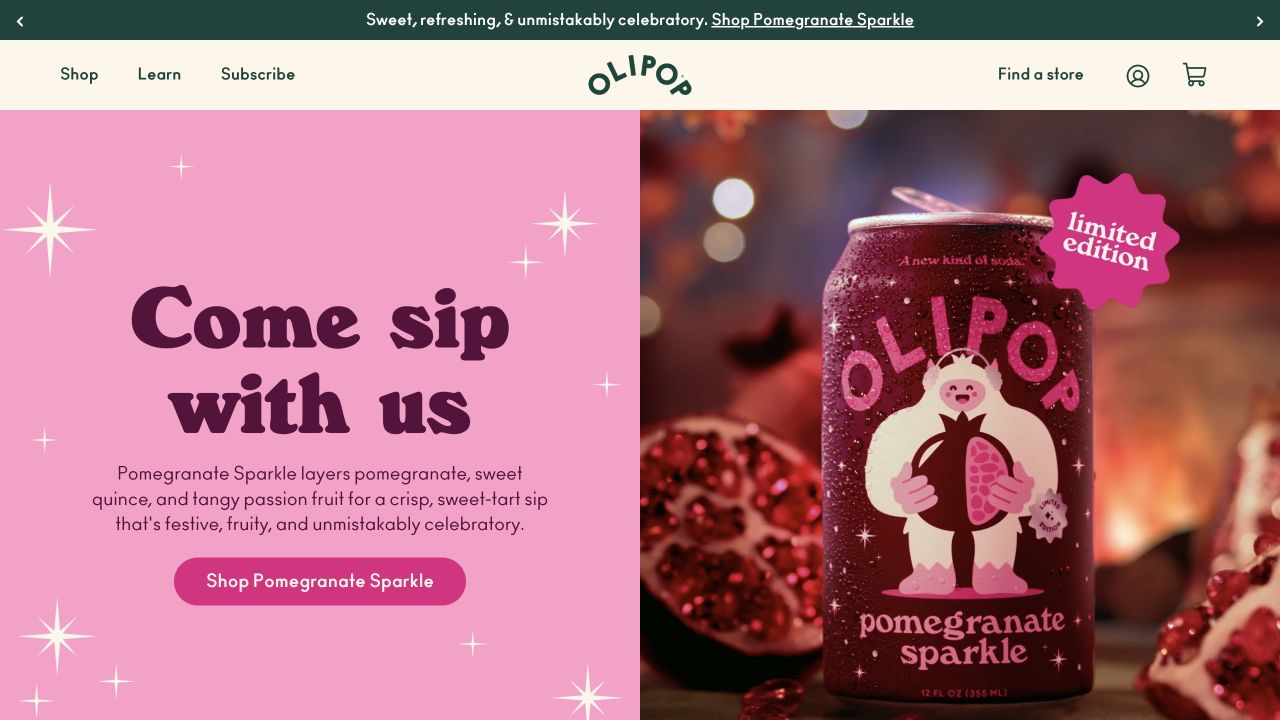 OLIPOP website: A nostalgic, colorful take on soda