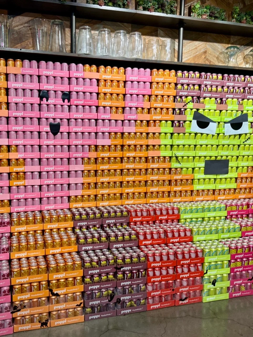 Poppi organic: Halloween store displays built from Poppi cans and cases