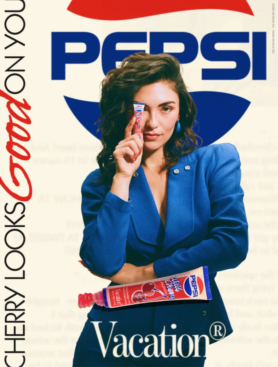 Vacation organic: A Vacation and Pepsi lip campaign styled as vintage print artwork