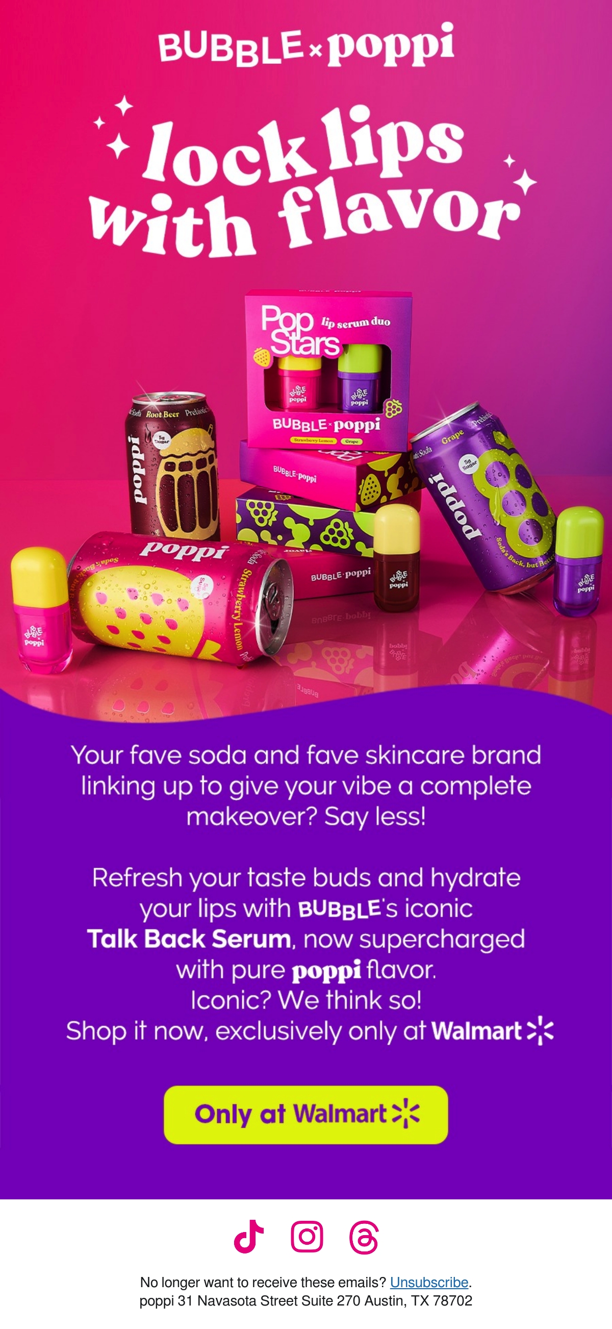 The Bubble and Poppi product launch email