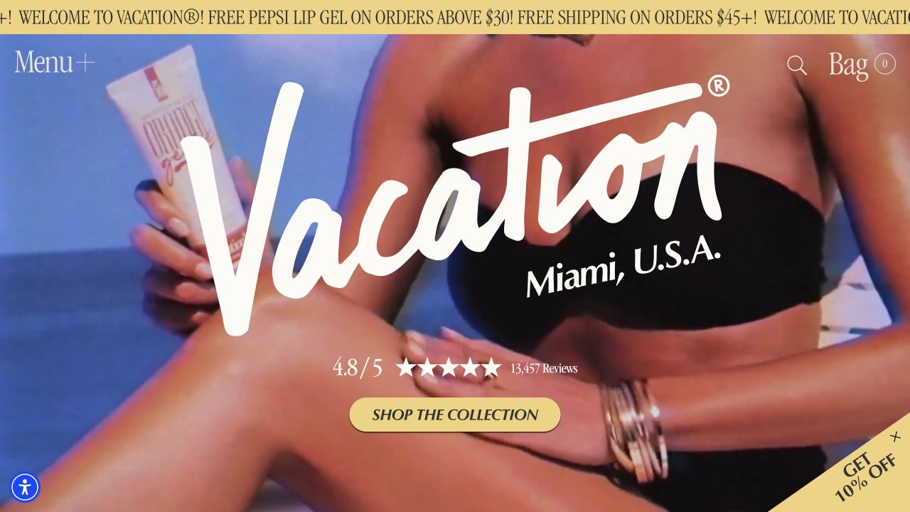 Vacation website: Vintage aesthetic and leisure imagery
