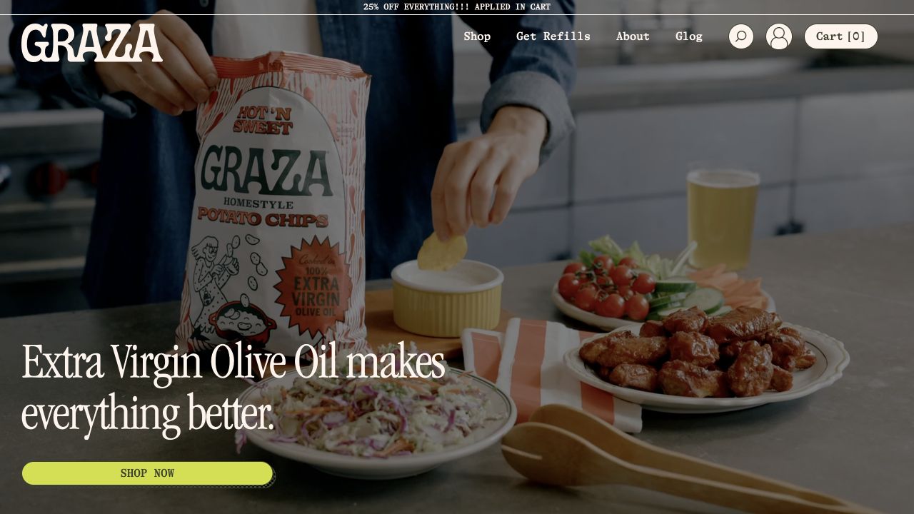 Graza website: Cooking-led video hero