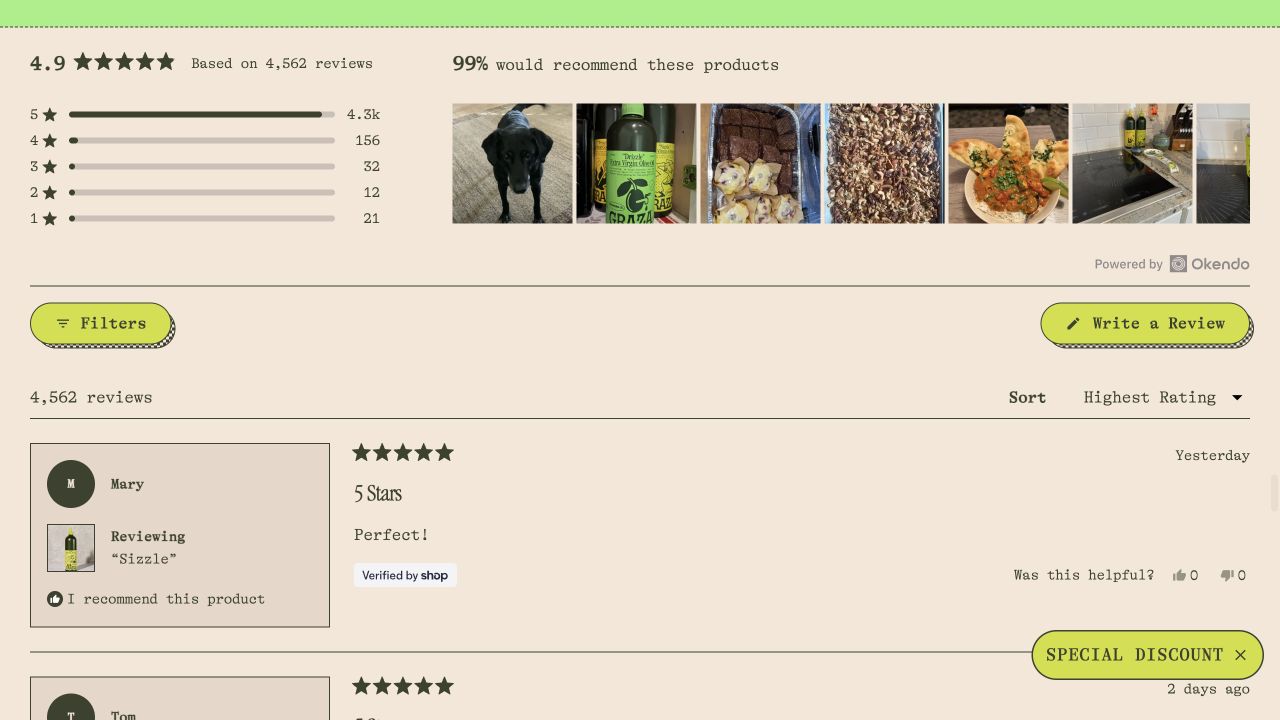 Graza website: Product ratings and customer photos