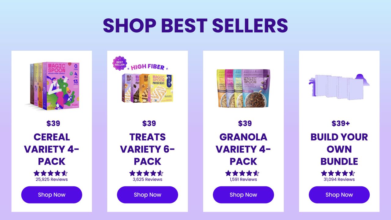 Magic Spoon website: Bestseller product cards
