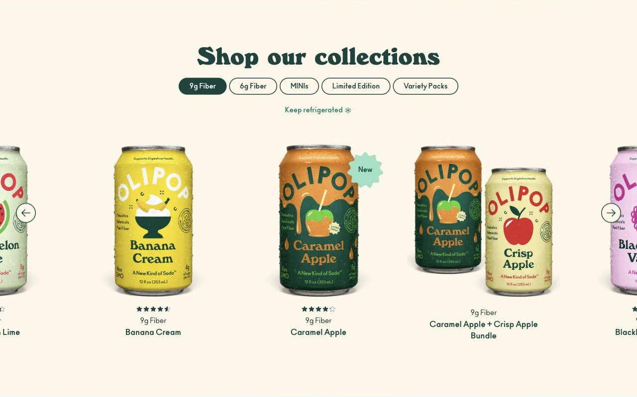 OLIPOP website: Homepage · Featured products